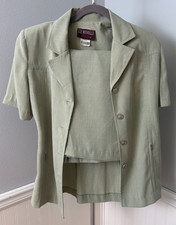 LIZ MINELLI CASUAL GREEN PANT SUIT SKIRT AND SUIT JACKET COAT SHORTS VINTAGE