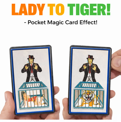LADY TO TIGER CARD TRICK Magic Easy Beginner Puzzle Illusion Toy Pocket Close Up