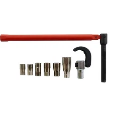 Standhahnschlüssel, Standhahnmutterschlüssel 13 mm mit Einsätzen 9-17 mm & Klaue