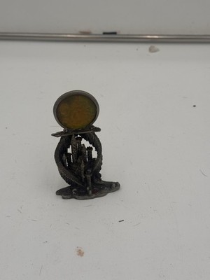 Vintage Galo Pewter Castle Wizard Holograph with jewels and duel staircase witch