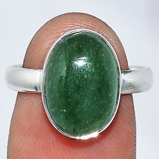 Natural Green Aventurine 925 Sterling Silver Ring s.8 Jewelry R-1001
