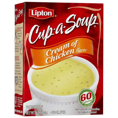 Lipton, Cup-A-Soup, Cream of Chicken Flavor, 4 Count, 2.4 Oz