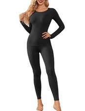 Womens Thermal Underwear Sets Long Johns Long Sleeve Base Layer Pajama Top an...