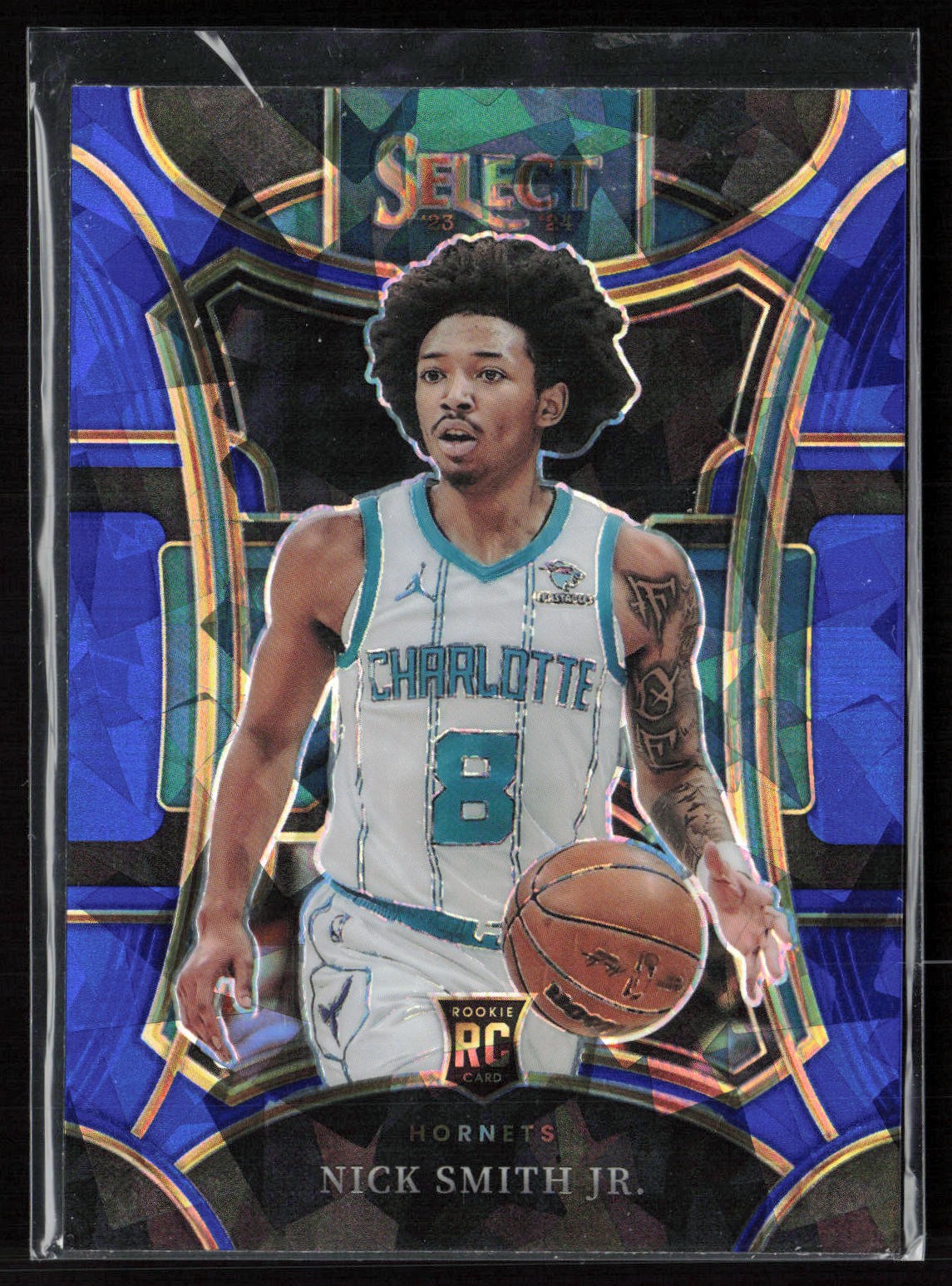 Nick Smith Jr. 2023-24 Panini Select #310 Blue Cracked Ice Prizms RC Hornets