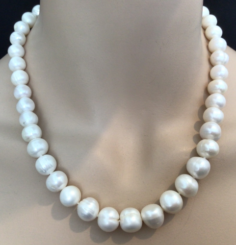 Collana di perle barocche naturali molto grandi vintage chiusura in argento sterling