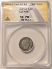 1902-O Barber Dime ANACS VF20 Cleaned Details