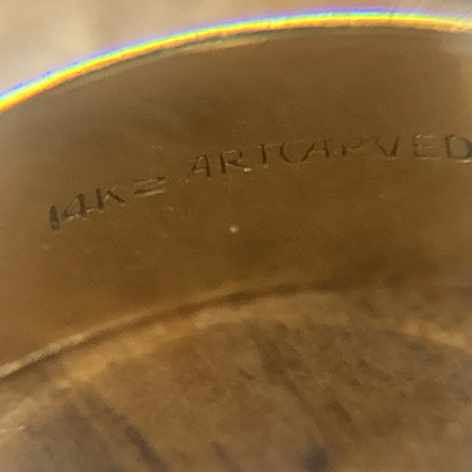 Anillo banda oro amarillo 14k texturizado talla 10,5 4,19 gramos talla Artcarved Foto 2 de 4