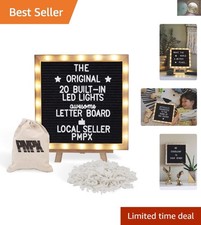 Customizable 10x10 Black Felt Letter Board with LED Lights for Weddings Events