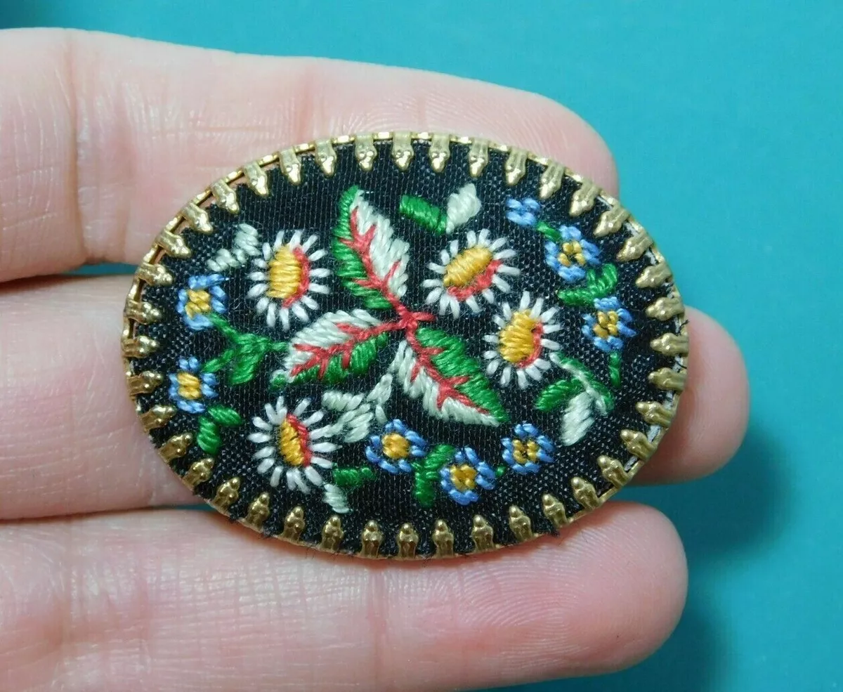 Embroidered brooches on sale