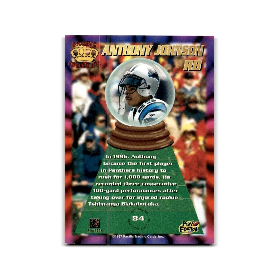 Anthony Johnson 1997 Pacific #63 Carolina Panthers Football Card NM - Image 2 of 3