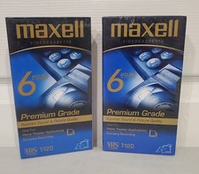 Maxell Video Cassette 6 Hours Premium Grade Lot Of 2 L1 