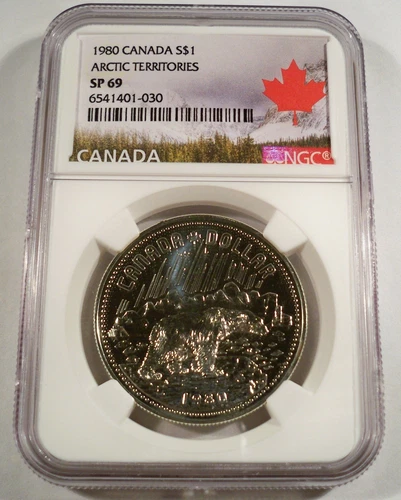 1980 CANADA $1 NGC SP69 SILVER DOLLAR ARTIC TERRITORIES S$1