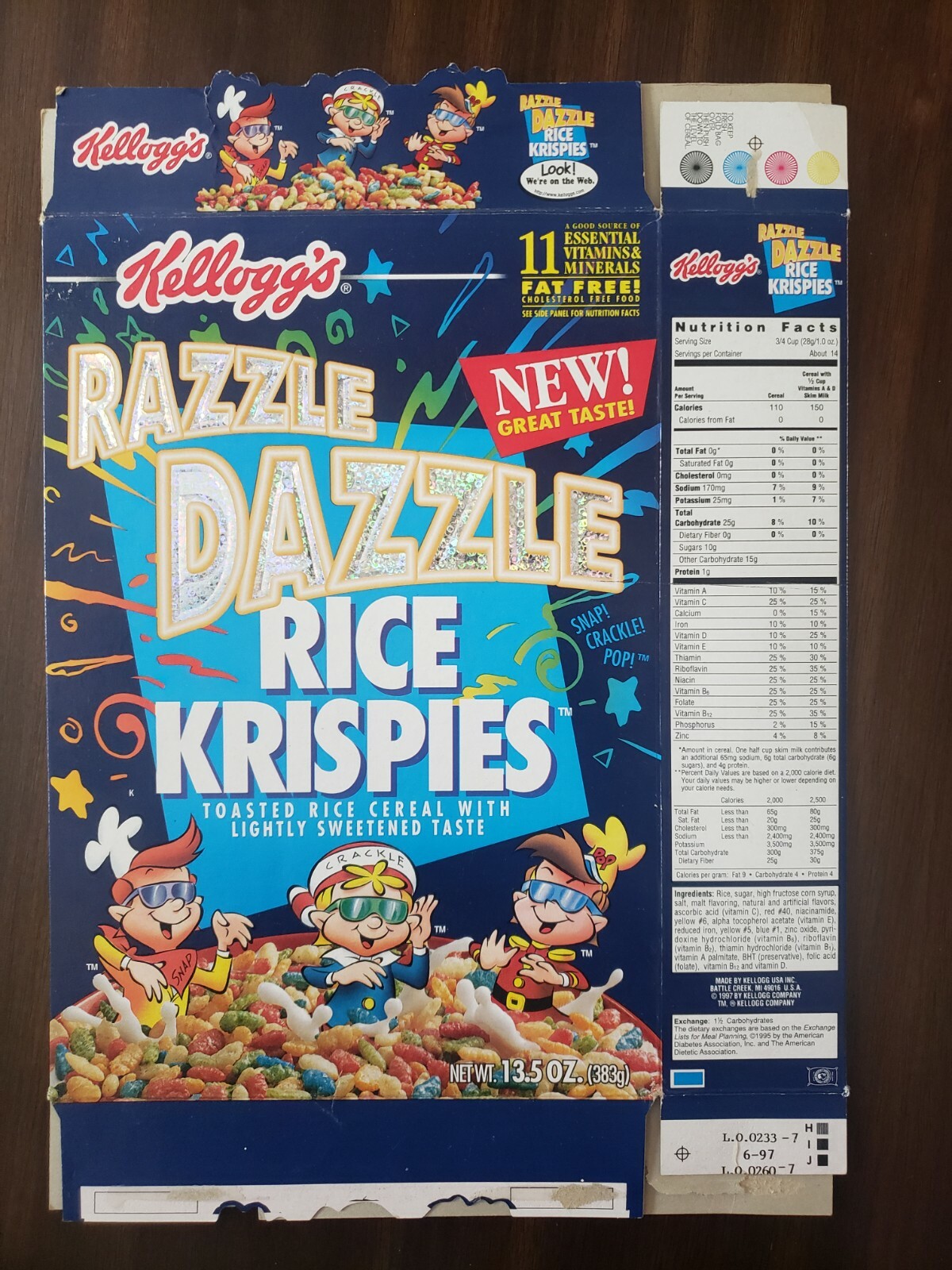 1997 Razzle Dazzle Kellogg's Rice Krispies Limited Edition Rare Cereal