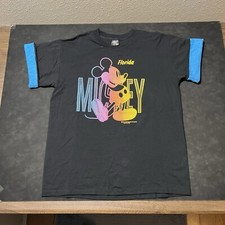Mickey Mouse Shirt Vintage Disney Designs Neon Rainbow 1980s Hippie Union Made