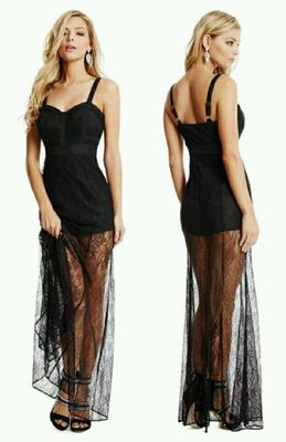 Robe Maxi Dentelle Noire GUESS BY MARCIANO Taille 6 - Neuve Avec étiquettes - Soirée Formelle