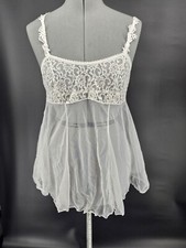 Vintage 90s Baby Doll Lingerie White Lace Wedding Sheer