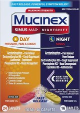 Mucinex Maximum Strength Sinus-Max Pressure, Pain  Cough  Nightshift Sinus