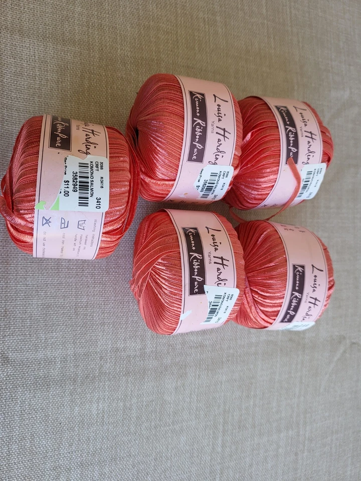 Lote de 5 Cinta Kimono Louisa Harding Hilo Puro Nylon Salmón Hecho en Italia Foto 3 de 4