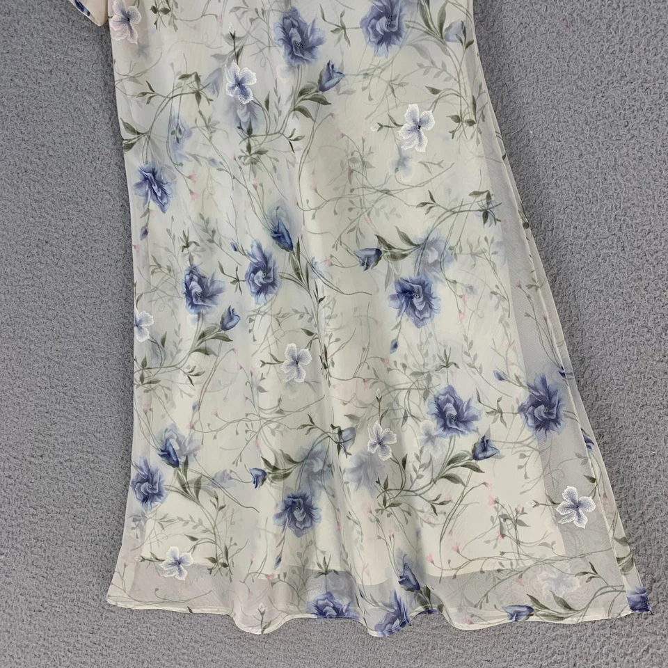 Jessica Howard Dress Shift Georgette Ivory Delicate Floral Sheer Layered - Image 3 of 4