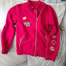 365 Kids raspberry zippered sweat jacket motto style size 8