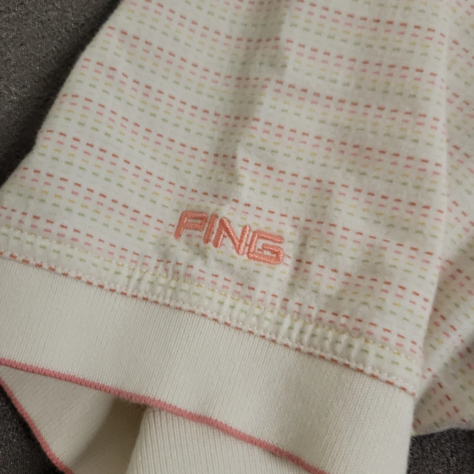 Polo de golf PING Collection para hombre talla grande rosa y crema 100 % algodón Pima Foto 4 de 4