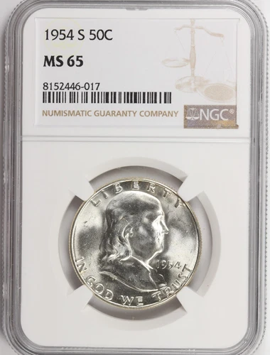 1954-S Franklin Half Dollar 50C Gem Uncirculated NGC MS65