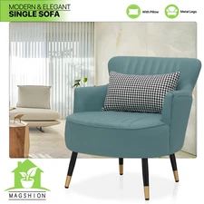 Modern Accent Fabric ArmChair Soft Upholstered Armchair Single Sofa Living Room