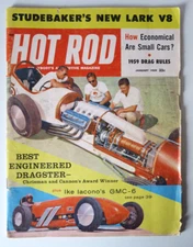 Hot Rod  Magazine January 1959 - Studebaker Lark V8, 1959 Drag Rules, GMC-6