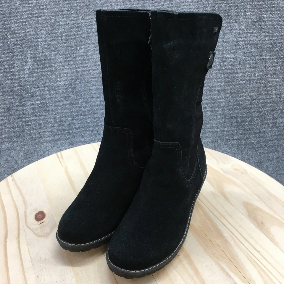 Botas Khombu Mujer 7 M Pisa Hasta la Rodilla Cuña Alta Cuero Negro Impermeables Foto 3 de 4