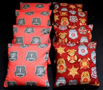 Fire Fighter Fire Department Badges Cornhole Beanbags 8 ACA Regulation Game Bags