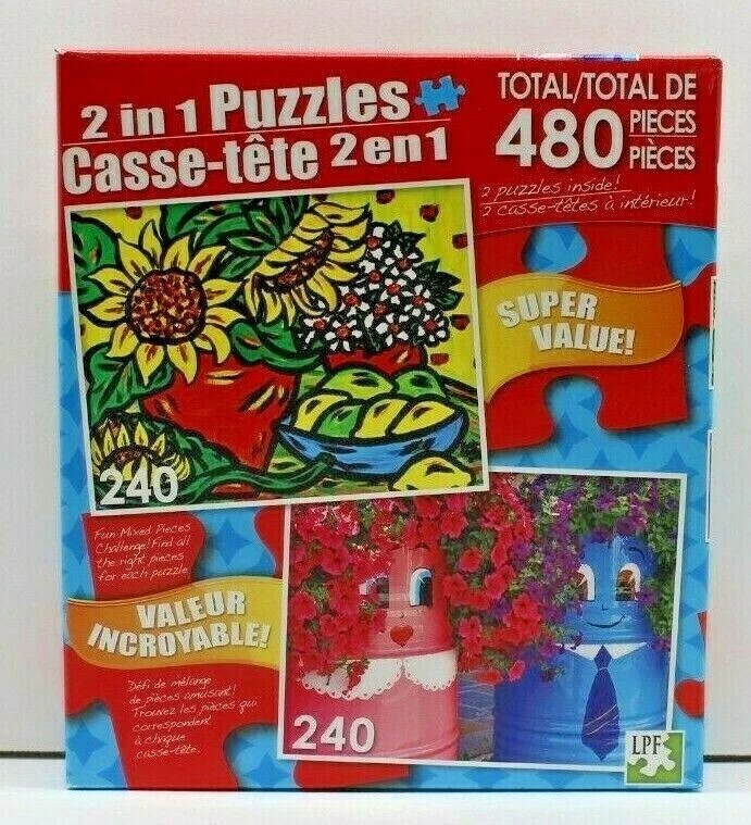 Jigsaw Puzzle 480 Piece Sunflowers Funny Pots Very Challenging 11X9 LPF 2 in 1 - Image 3 of 3