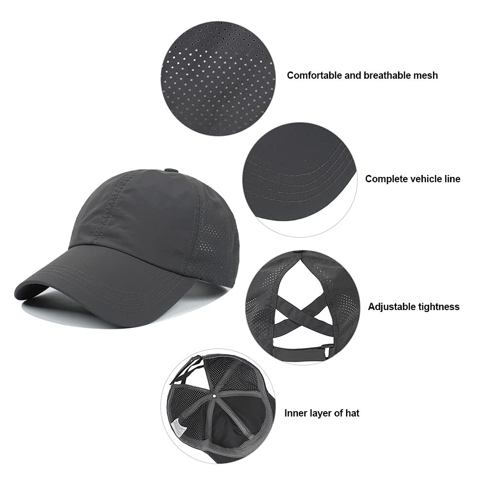 Unisex Luxury Baseball Cap Trucker Hat Snapback Ponycaps Adjustable Size Muryobao Womens Ponytail Baseball Cap Adjustable High Messy  main image 3