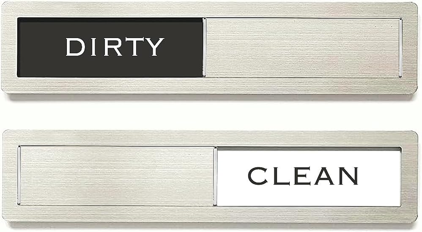 Dishwasher Magnet Clean Dirty Sign, Premium Stainless Steel Black and White Non-
