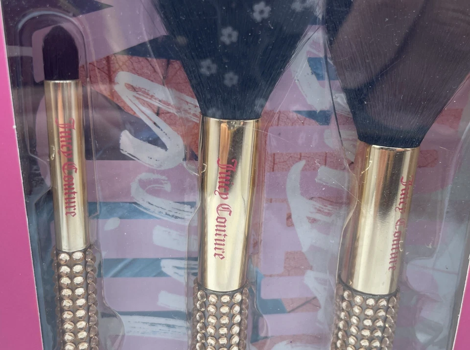 Juego de brochas cosméticas Juicy Couture 2019 3 piezas Gold Bling ¡Raro nuevo!! Foto 4 de 4