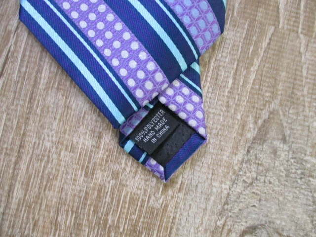 Corbata Stacy Adams Cuadrada de Bolsillo Champagne Púrpura Azul Turquesa Rayas Lunares Nueva con Etiquetas Foto 3 de 4