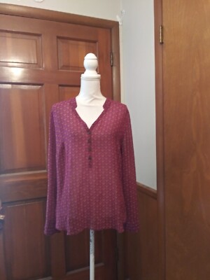 ana size XL Long Sleeve Button Up Shear Multicolor Blouse 26 1/2'' L ana4