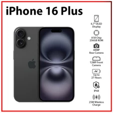 Apple iPhone 16 Plus 5G 8GB+256GB BLACK Dual SIM Unlocked iOS Cell Phone