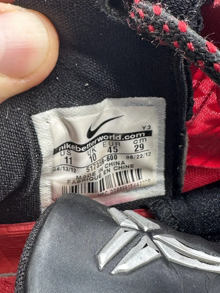 Nike Kobe 7 Zoom System TB Team Bank 2012 Gym Red Black White 517359-600 Size 11 - image 4 of 4