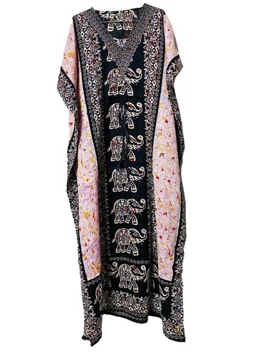 Women Nightwear Maxi Plus Caftan Long Kaftan Printed Hippy Boho Size Tunic Dress - Picture 26 of 43