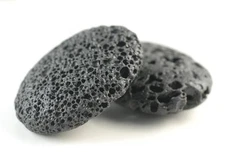 44X35MM BLACK VOLCANIC BASALTIC LAVA GEMSTONE OVAL 44X35MM LOOSE BEADS 10inch