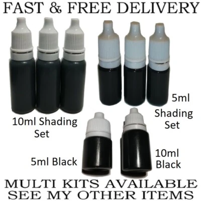 Tattoo Ink Stick Poke Hand Poke Set Black & Shading Inks 5ml 10ml 30ml Tribal UK