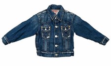 TRUE RELIGION Brand Jeans Denim Jacket Kid  s Size Small Blue Trucker Button Down