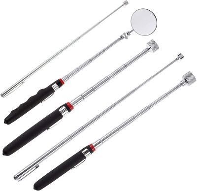 5 Pack Telescoping Magnetic Tool Inspection Mirror Stick for Mechanic