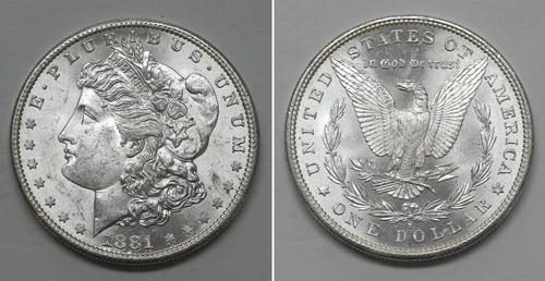 X5242  1881-S Morgan Dollar, Choice/Gem BU, Semi Prooflike