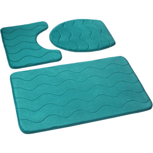 3 Tlg. Set Badematte Badteppich Badvorleger Grau Schwarz Braun Beige Grün Türkis - Bild 8 von 31