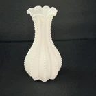 Imperial Glass Milk Glass Beaded Edge Scalloped Rim Vintage Bud Vase 1950s MINT