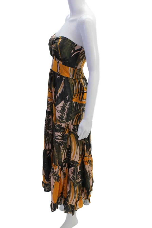 Vestido abstracto Karina Grimaldi para mujer con cremallera trasera sin tirantes marrón rosa talla XS Foto 2 de 4