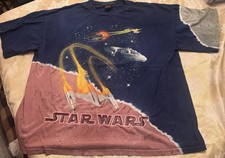 Vintage Star Wars Naboo Starfighter Tie Dye Phantom Menace Episode 1 Size XL
