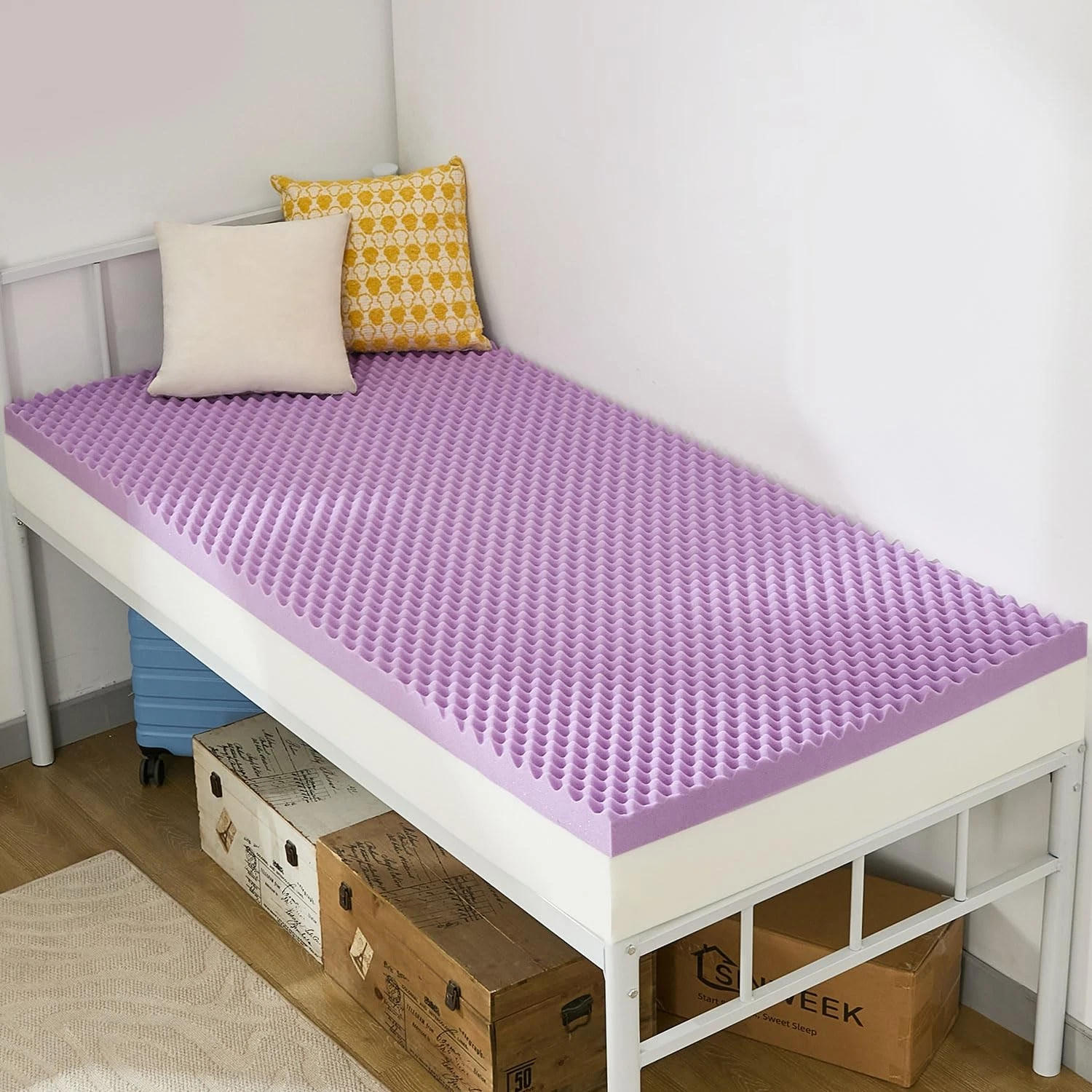 2 Inch Egg Crate Memory Foam Mattress Topper Twin XL, Twin Extra Long Mattres...