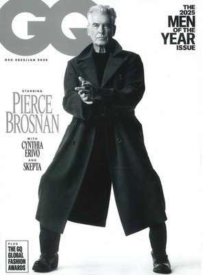 GQ Magazine: Pierce Brosnan Cover, Cynthia Erivo, Skepta, Dec 2025 / Jan 2026